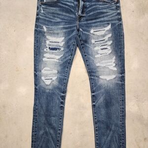 American Eagle Outfitters Ripped Blue Skinny Jeans